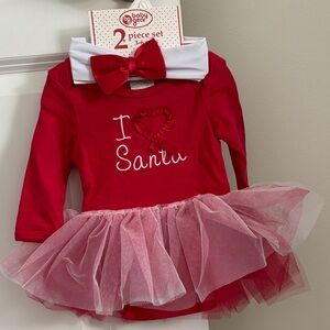 Baby Gear Red and White Holiday Tutu Outfit with Bow